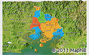 Political 3D Map of Valle, satellite outside