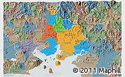 Political 3D Map of Valle, semi-desaturated
