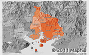 Political Shades 3D Map of Valle, desaturated