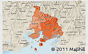 Political Shades 3D Map of Valle, shaded relief outside