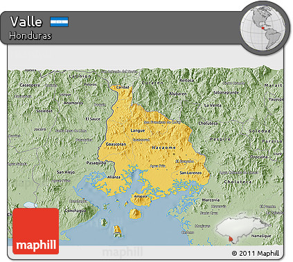 Savanna Style 3D Map of Valle