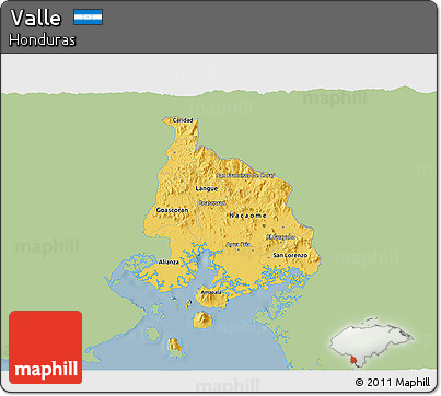 Savanna Style 3D Map of Valle, single color outside
