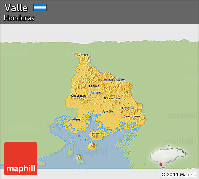 Savanna Style 3D Map of Valle, single color outside