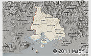 Shaded Relief 3D Map of Valle, darken, semi-desaturated