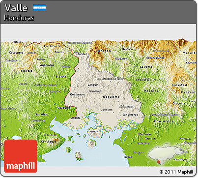 Shaded Relief 3D Map of Valle, physical outside