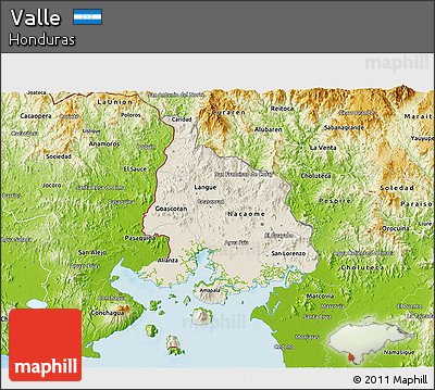 Shaded Relief 3D Map of Valle, physical outside