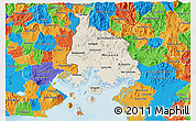 Shaded Relief 3D Map of Valle, political outside
