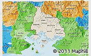 Shaded Relief 3D Map of Valle, political shades outside