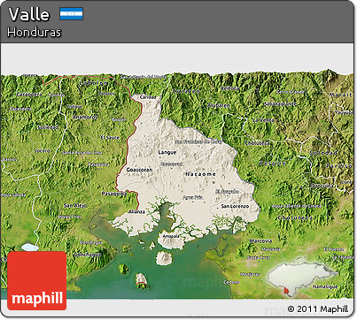 Shaded Relief 3D Map of Valle, satellite outside