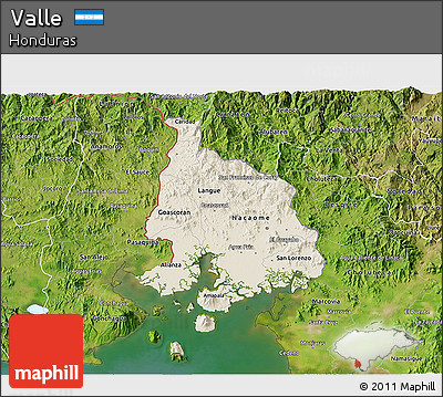 Shaded Relief 3D Map of Valle, satellite outside
