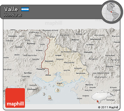 Shaded Relief 3D Map of Valle, semi-desaturated