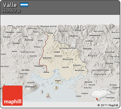 Shaded Relief 3D Map of Valle, semi-desaturated
