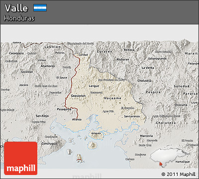 Shaded Relief 3D Map of Valle, semi-desaturated