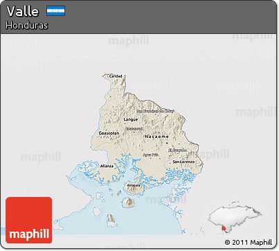 Shaded Relief 3D Map of Valle, single color outside