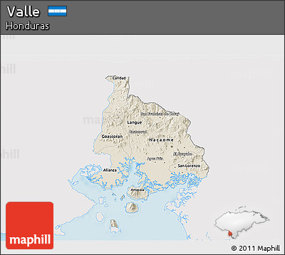 Shaded Relief 3D Map of Valle, single color outside