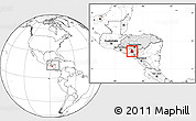 Blank Location Map of Valle, highlighted country, within the entire country