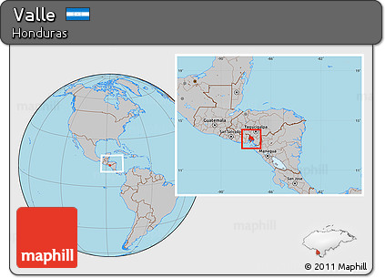 Gray Location Map of Valle, within the entire country