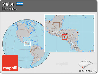 Gray Location Map of Valle, within the entire country