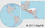 Gray Location Map of Valle, highlighted country, within the entire country