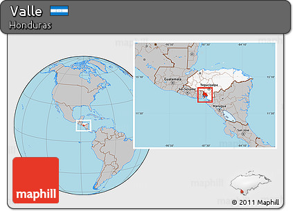Gray Location Map of Valle, highlighted country