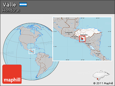 Gray Location Map of Valle, highlighted country