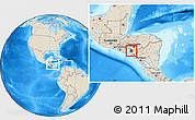 Shaded Relief Location Map of Valle, within the entire country