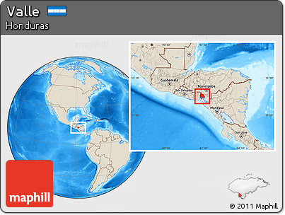 Shaded Relief Location Map of Valle