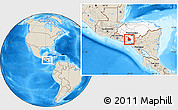 Shaded Relief Location Map of Valle, highlighted country