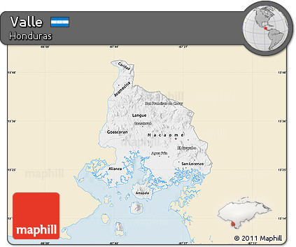 Classic Style Map of Valle, single color outside