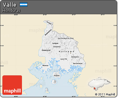 Classic Style Map of Valle, single color outside