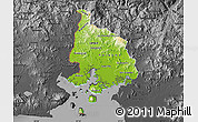 Physical Map of Valle, darken, desaturated
