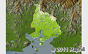 Physical Map of Valle, darken