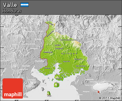 Physical Map of Valle, lighten, desaturated