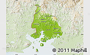 Physical Map of Valle, lighten