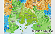 Physical Map of Valle, political shades outside