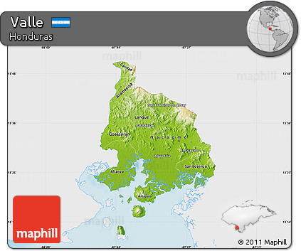 Physical Map of Valle, single color outside