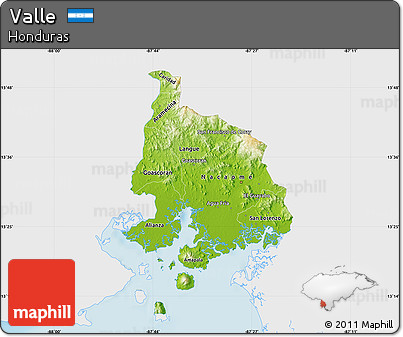 Physical Map of Valle, single color outside