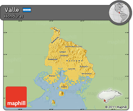 Savanna Style Map of Valle, single color outside