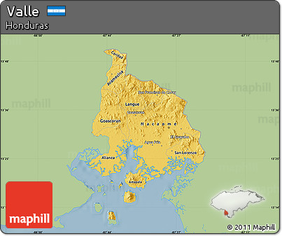 Savanna Style Map of Valle, single color outside