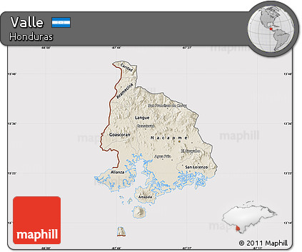 Shaded Relief Map of Valle, cropped outside
