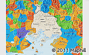 Shaded Relief Map of Valle, political outside