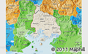 Shaded Relief Map of Valle, political shades outside
