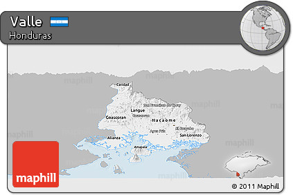 Gray Panoramic Map of Valle, single color outside