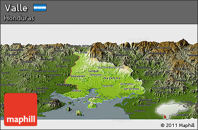 Physical Panoramic Map of Valle, darken