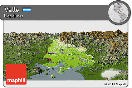 Physical Panoramic Map of Valle, darken