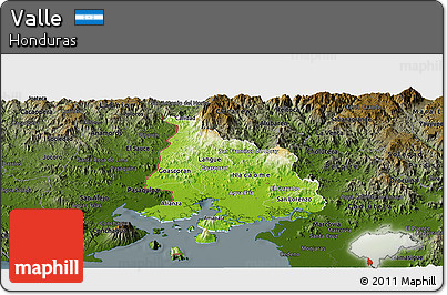 Physical Panoramic Map of Valle, darken
