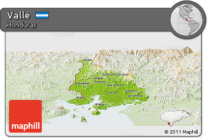 Physical Panoramic Map of Valle, lighten