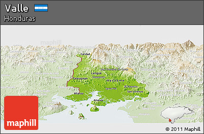 Physical Panoramic Map of Valle, lighten