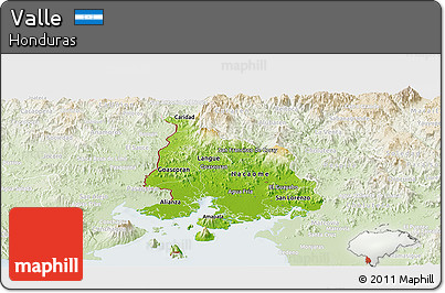 Physical Panoramic Map of Valle, lighten