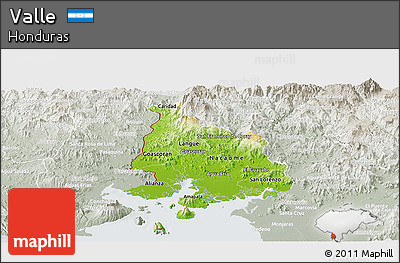 Physical Panoramic Map of Valle, lighten, semi-desaturated